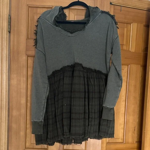 Free People Green and brown Layered Hoodie - Picture 2 of 6